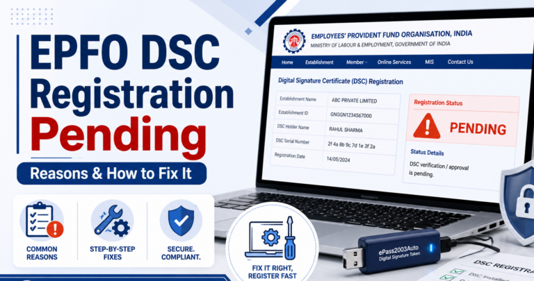 EPFO DSC Registration - fix errors